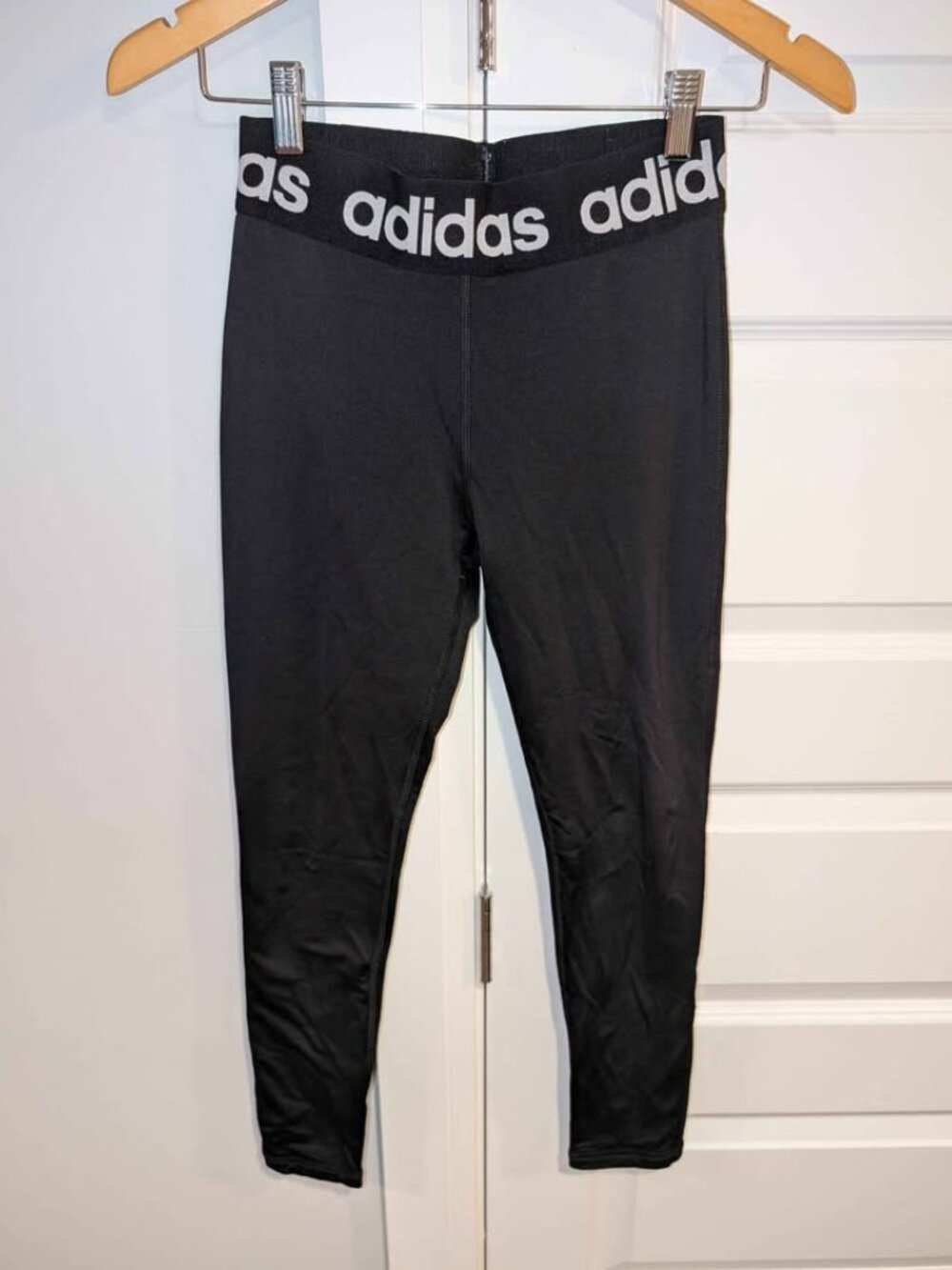 Adidas Climawarm Women's 7/8 Leggings Black Logo Waistband Tights - small